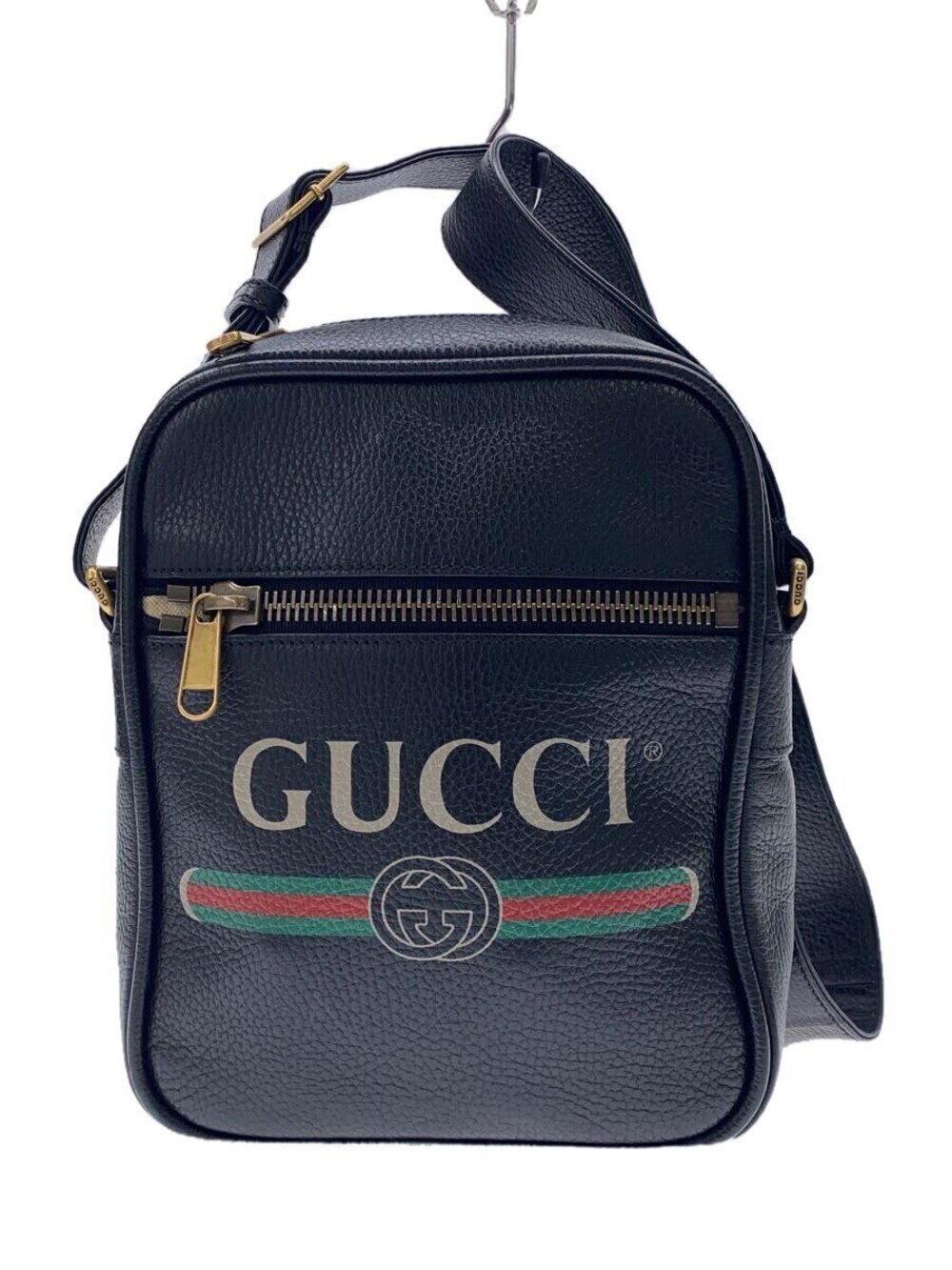 Gucci logo messenger bag black leather